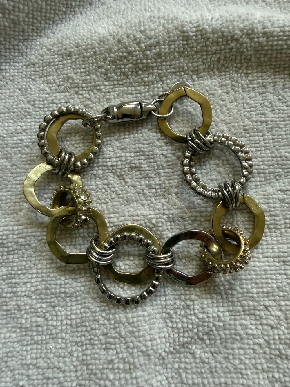 Two-Tone Gold and Silver Link Bracelet - Women's Jewelry
